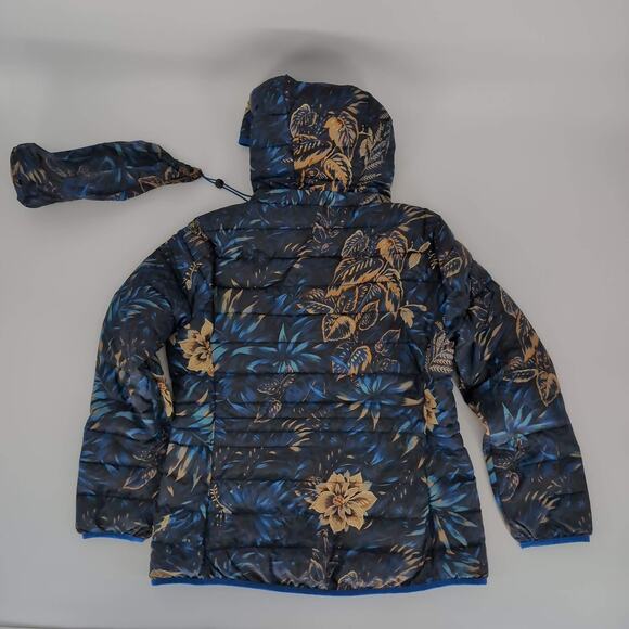 Desigual Blue Floral Puffer Padded Women's Ankor Jacket w Hood - US Size M - NWT - Picture 14 of 16